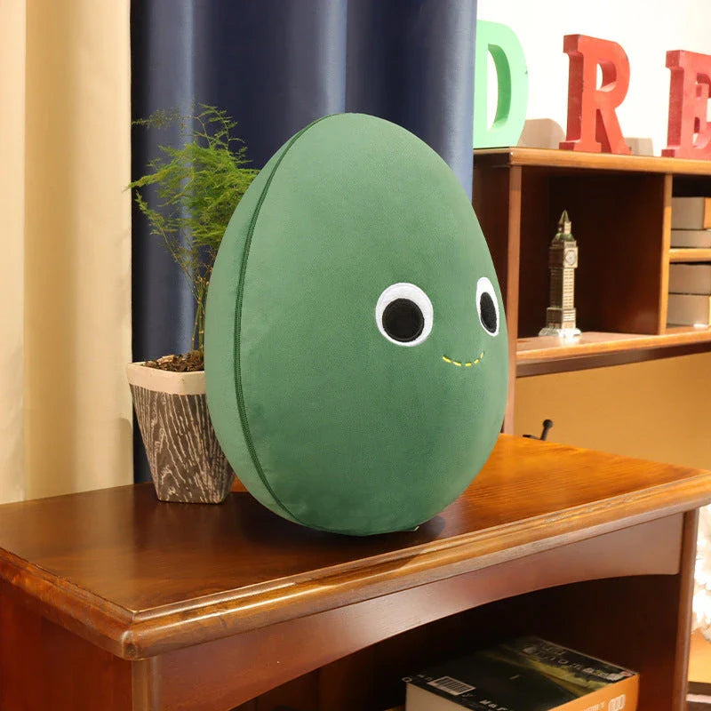 Soft, cuddly avocado-shaped plush toy in green, perfect for home decor and gift-giving