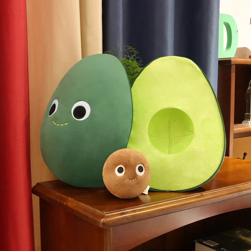 Soft, cuddly avocado-shaped plush toy in green, perfect for home decor and gift-giving