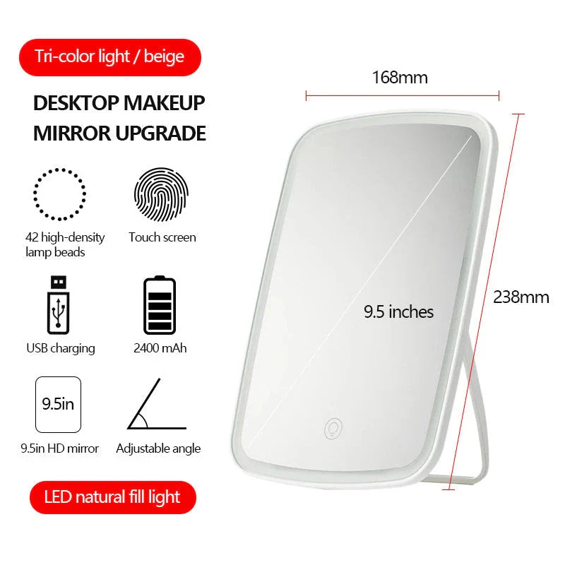 Adjustable LED makeup mirror with customizable lighting settings and high-definition glass for a flawless beauty routine