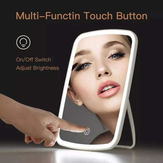 Adjustable LED makeup mirror with customizable lighting settings and high-definition glass for a flawless beauty routine
