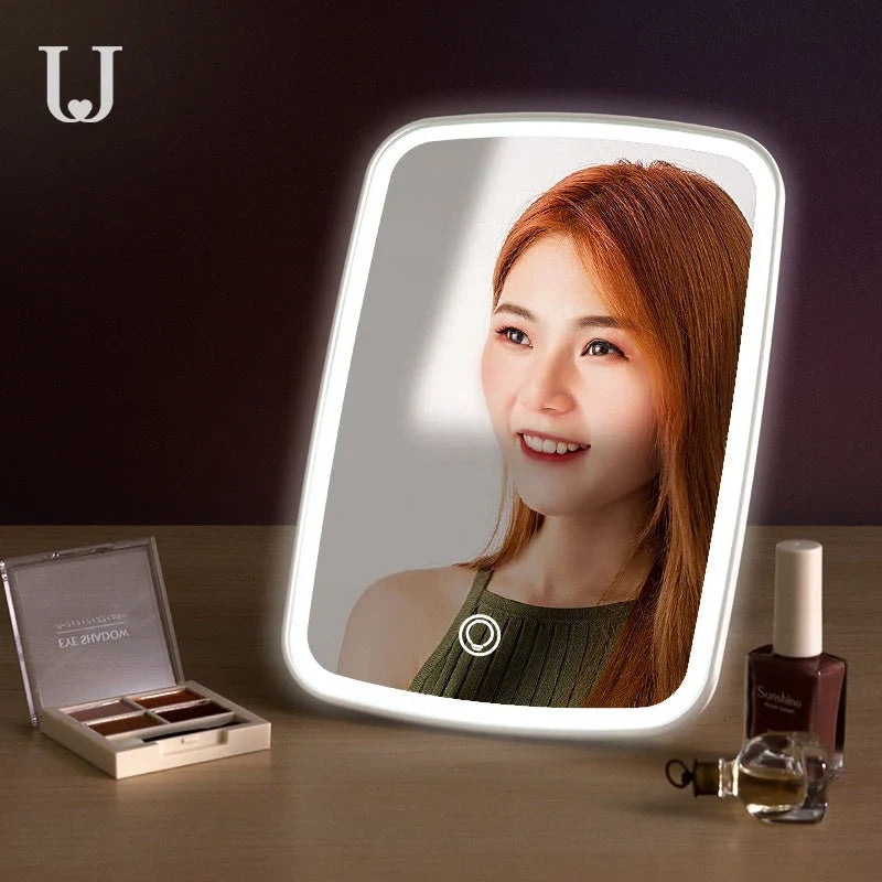 Adjustable LED makeup mirror with customizable lighting settings and high-definition glass for a flawless beauty routine