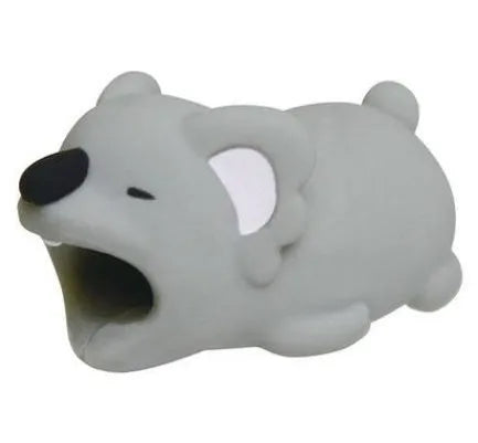 Silicone animal-shaped cable protector for Apple iPhone lightning charging cable.