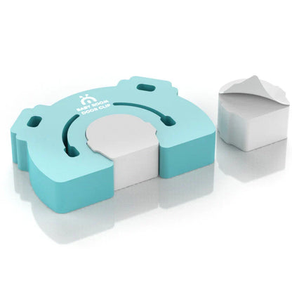 A colorful cartoon-style door stopper designed to keep babies and young children safe from pinched fingers and accidental door closures.