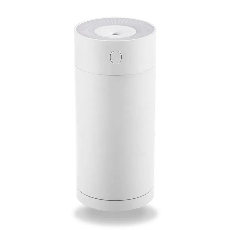 White USB desktop humidifier with folding bracket on wooden desk