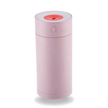 White USB desktop humidifier with folding bracket on wooden desk