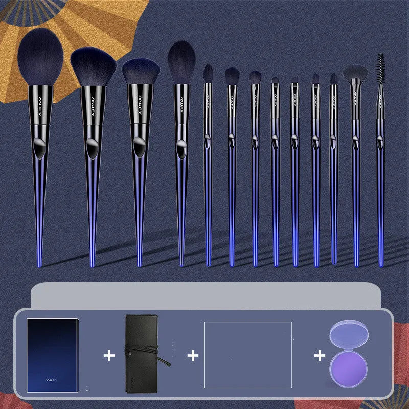 10-Piece Makeup Brush Set with Man-Made Fibre Bristles Long Pole Handles Full Eye Shadow Brush Tools in Gift Box or Handbag Options