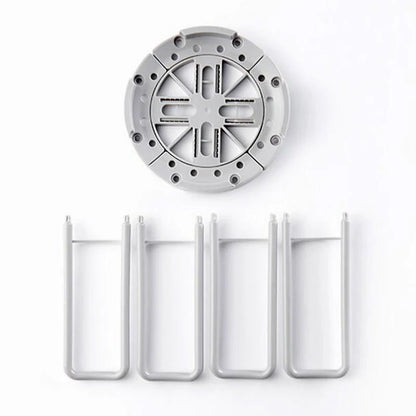 Flexible drain plate storage rack in gray and white for kitchen organization