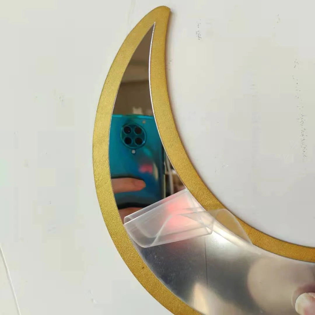 Bohemia Nordic Style Wooden Acrylic Moon Phase Mirror Wall Decoration Set