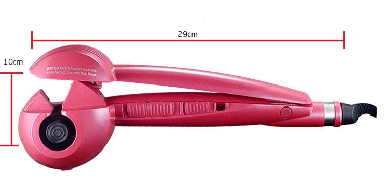 Automatic Curling Iron in pink, black, and blue with 360-degree rotation and fast heat feature