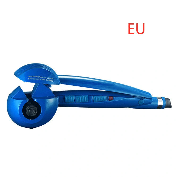 Automatic Curling Iron in pink, black, and blue with 360-degree rotation and fast heat feature