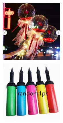 Transparent LED luminous balloon rose bouquet with artificial flowers and illuminated lights