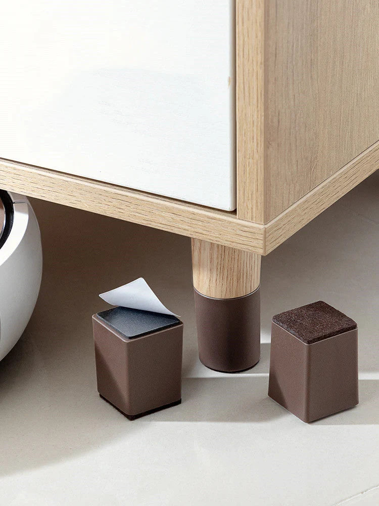 Modern ABS furniture legs with felt base for cabinets and tables, available in dark brown and beige.