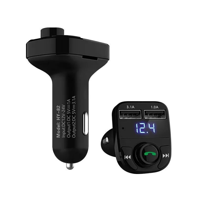 HY82 car MP3 player and Bluetooth adapter for cigarette lighter installation with USB ports
