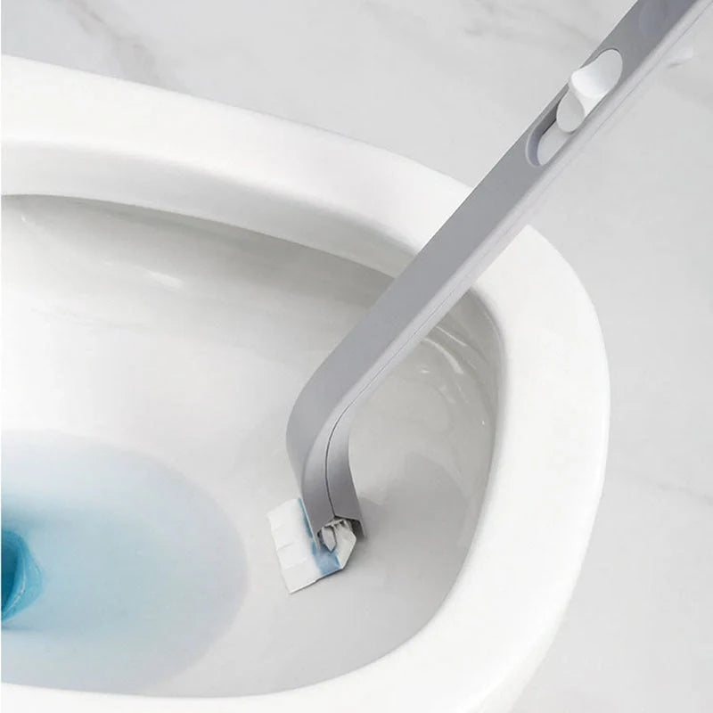 Disposable toilet brush set with replaceable heads for hygienic bathroom cleaning