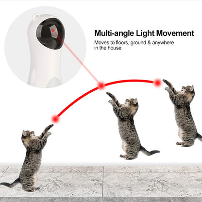 Automatic laser cat toy in white with adjustable modes and dual power supply