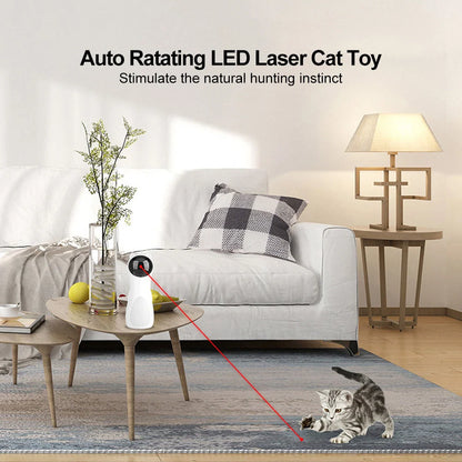 Automatic laser cat toy in white with adjustable modes and dual power supply
