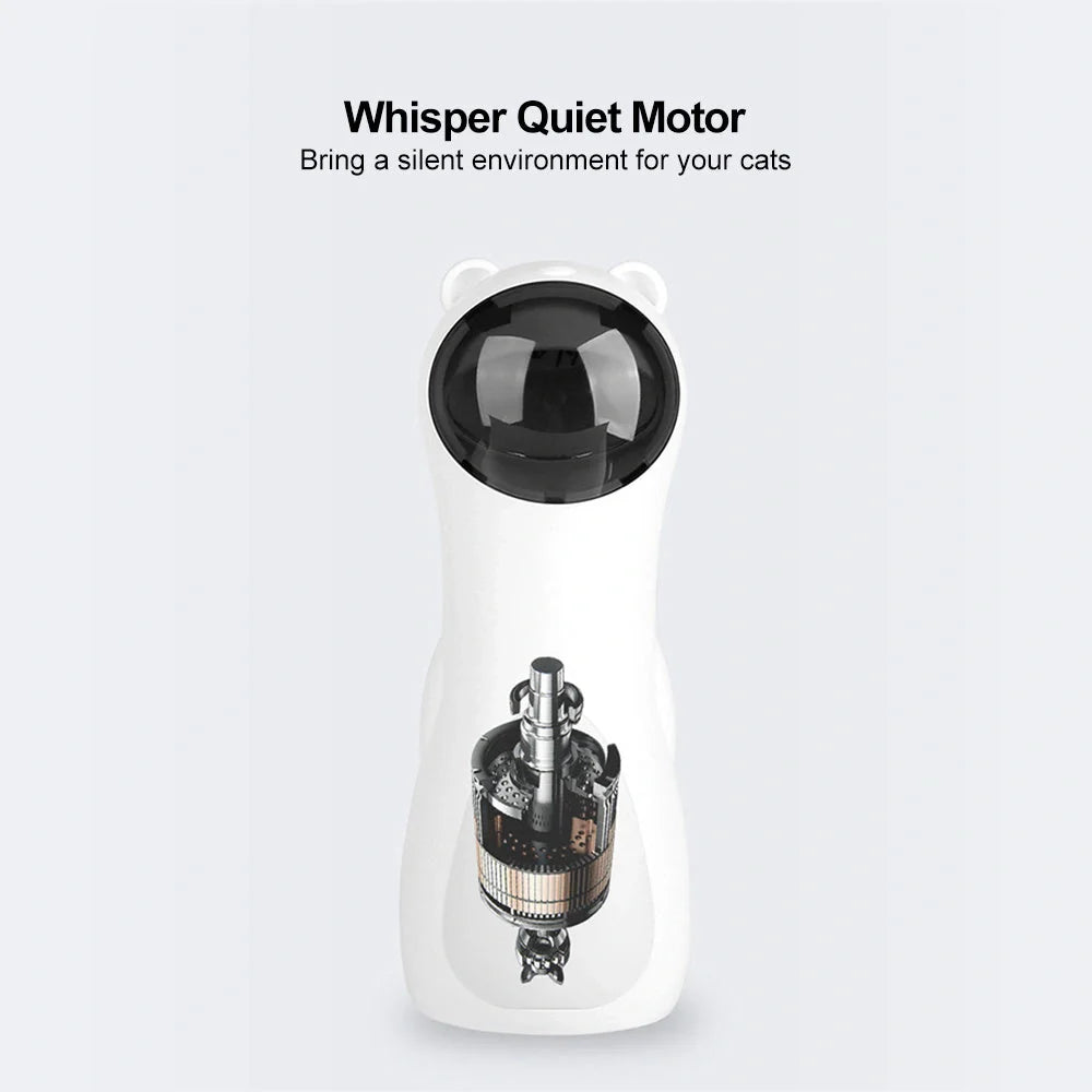 Automatic laser cat toy in white with adjustable modes and dual power supply