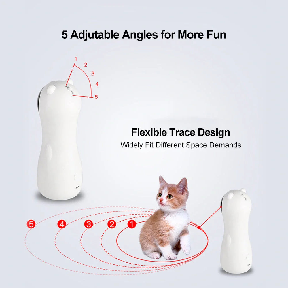 Automatic laser cat toy in white with adjustable modes and dual power supply