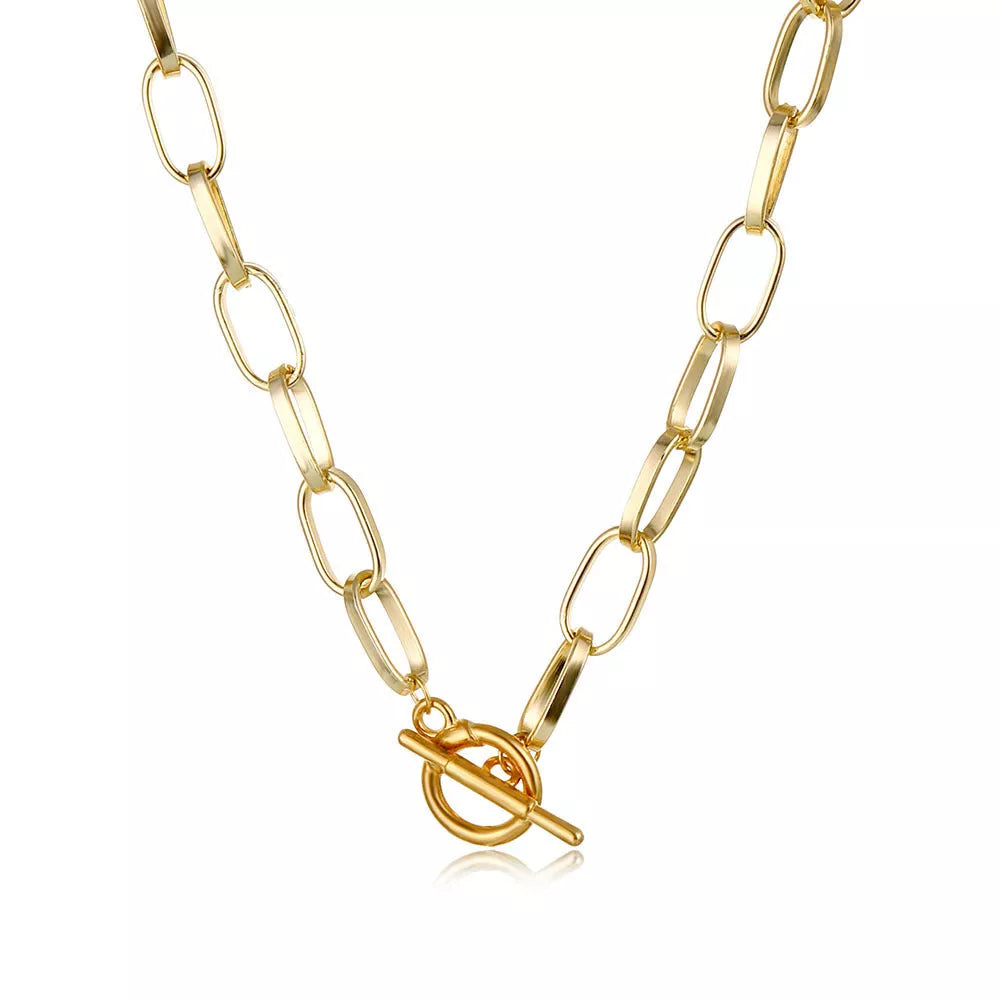 Op Buckle Clavicle Necklace with gold electroplating and adjustable chain