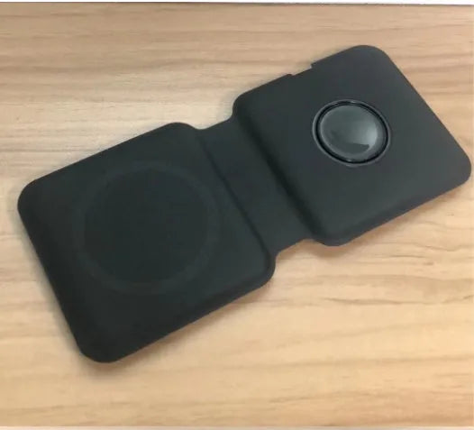 White foldable magnetic wireless charger showing dual charging surfaces and 180° folding mechanism