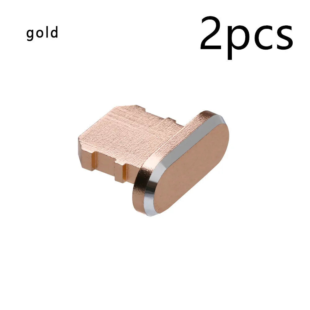 Aluminium alloy dust plug for iPhone Lightning charging port in various metallic colours.