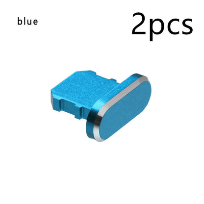 Aluminium alloy dust plug for iPhone Lightning charging port in various metallic colours.