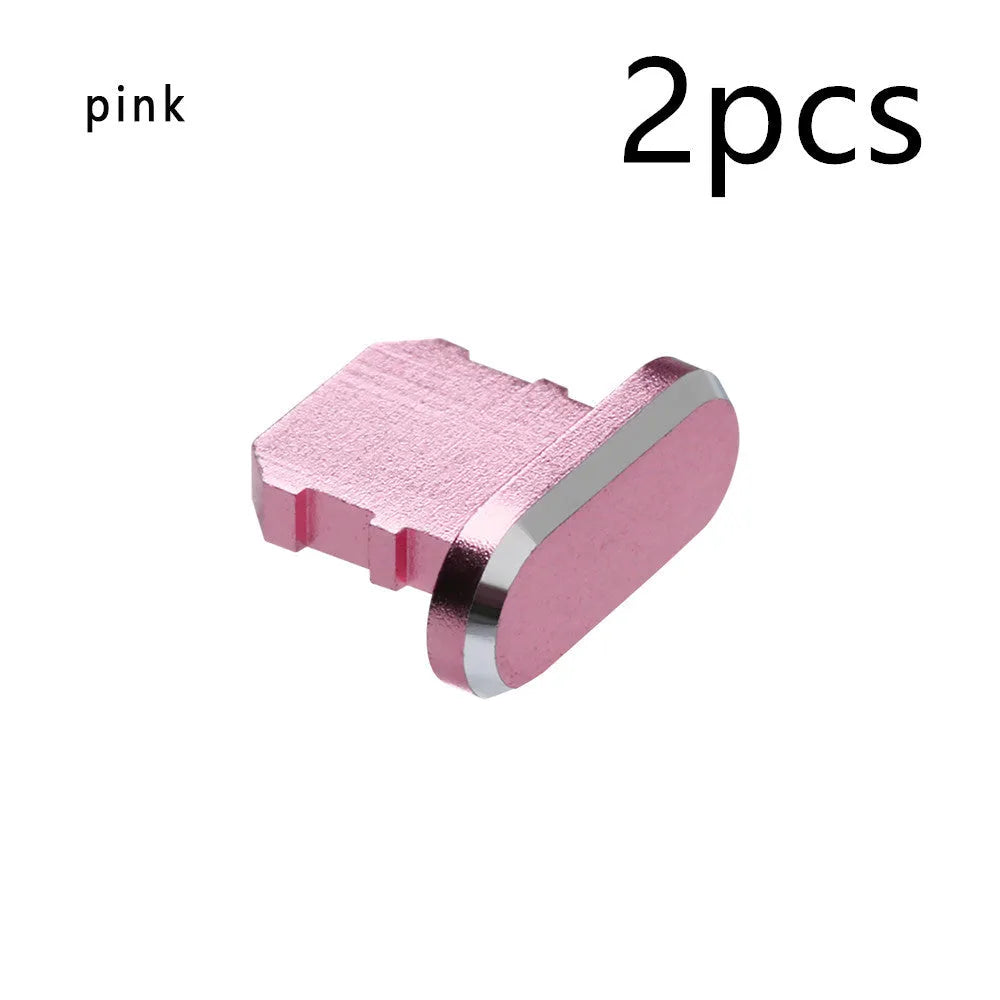 Aluminium alloy dust plug for iPhone Lightning charging port in various metallic colours.