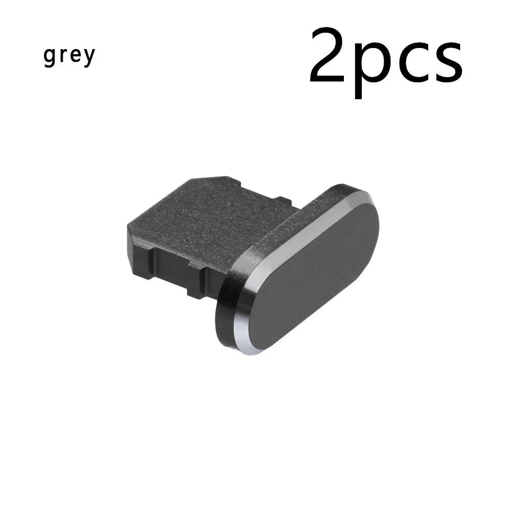 Aluminium alloy dust plug for iPhone Lightning charging port in various metallic colours.
