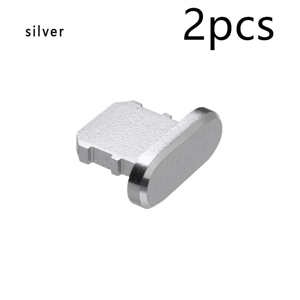 Aluminium alloy dust plug for iPhone Lightning charging port in various metallic colours.