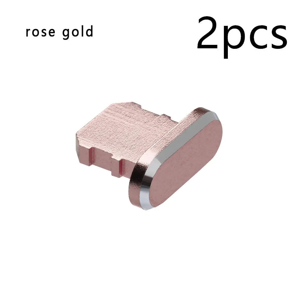 Aluminium alloy dust plug for iPhone Lightning charging port in various metallic colours.