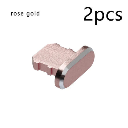 Aluminium alloy dust plug for iPhone Lightning charging port in various metallic colours.