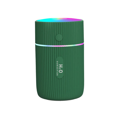 Portable USB humidifier diffuser in black, green, pink, or white with 240ml water tank