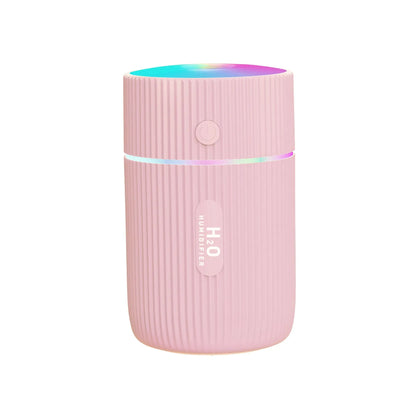Portable USB humidifier diffuser in black, green, pink, or white with 240ml water tank