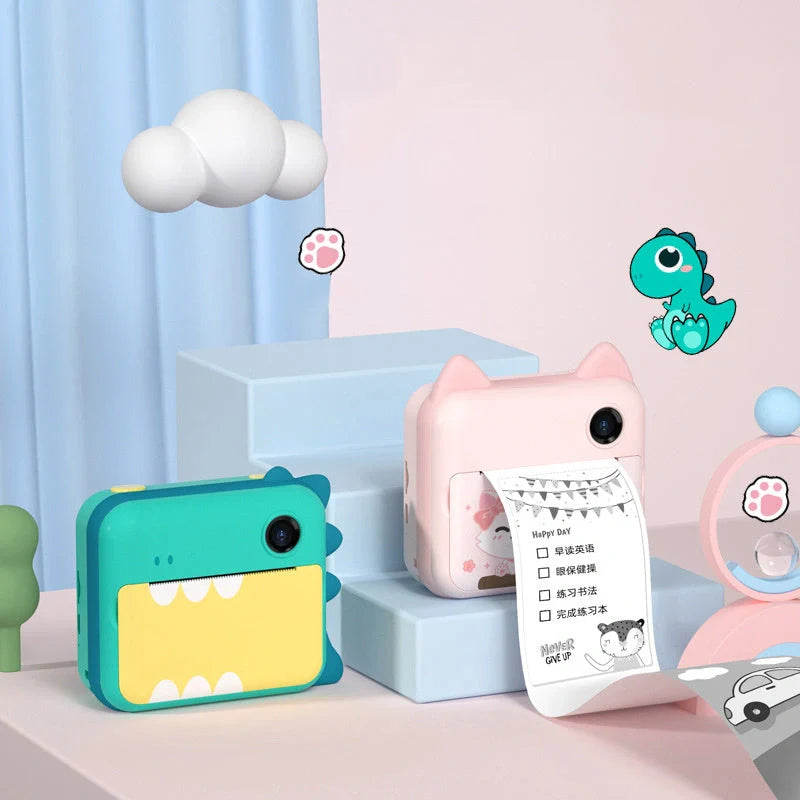 Children's digital camera with photo printing feature in bright colors