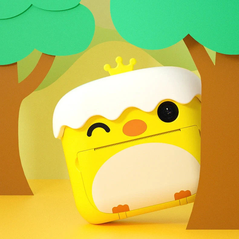 Children's digital camera with photo printing feature in bright colors