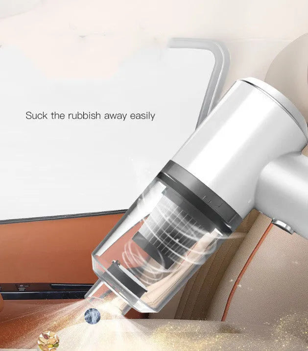 Compact wireless car vacuum cleaner with 6000PA suction measuring 16.5cm for cleaning tight spaces