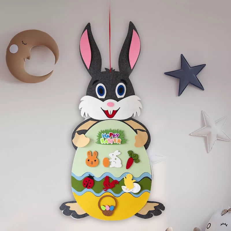 DIY Felt Bunny Pendants with Detachable Alphabet Easter Ornaments for kids
