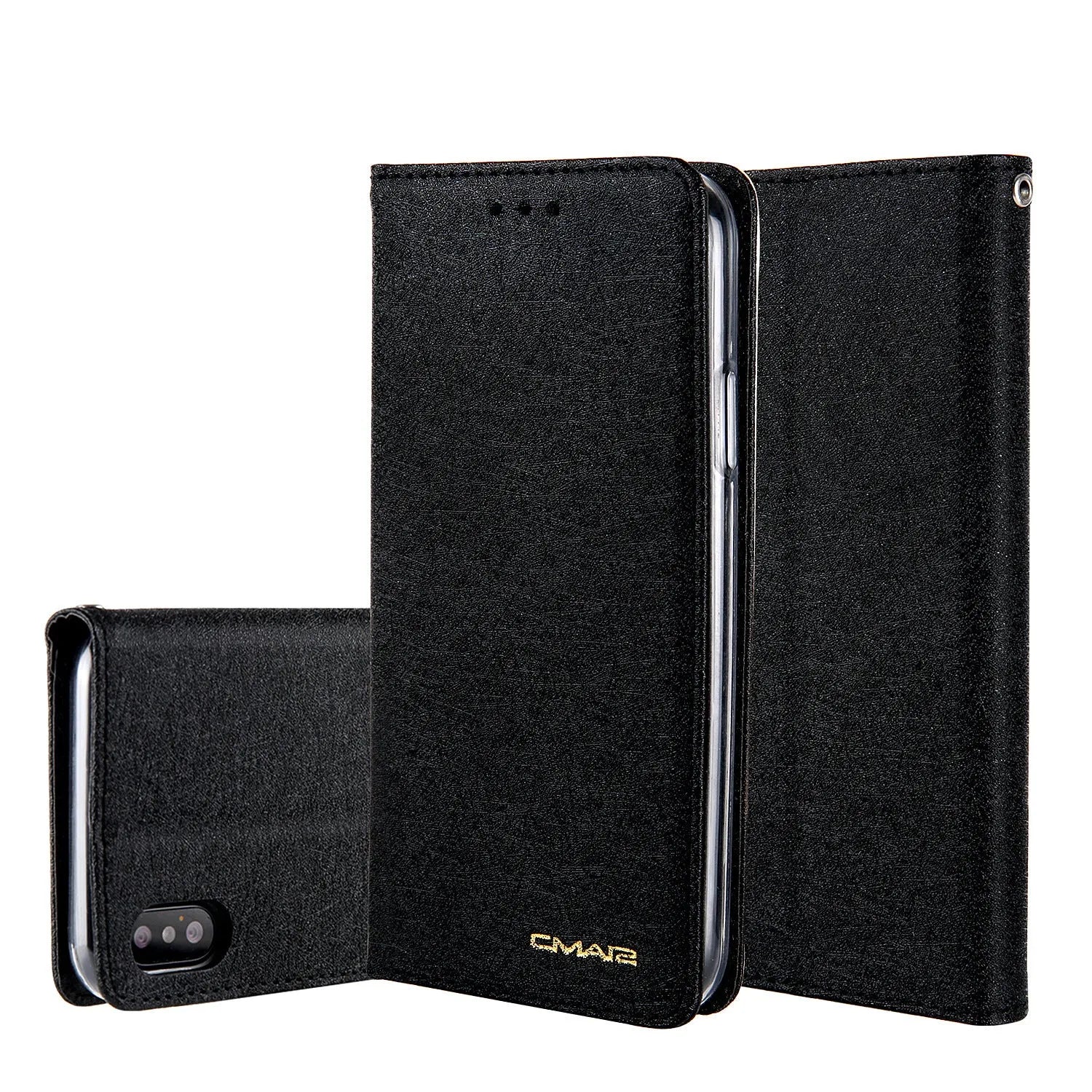 PU leather flip phone case with card slots for iPhone in multiple colour options