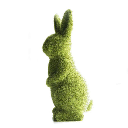 Green flocking artificial plant grass Easter rabbit ornament in sitting and standing styles
