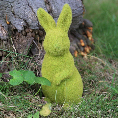 Green flocking artificial plant grass Easter rabbit ornament in sitting and standing styles