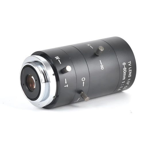 Black 6-60mm manual aperture CS mount camera lens for 1/3 inch security cameras