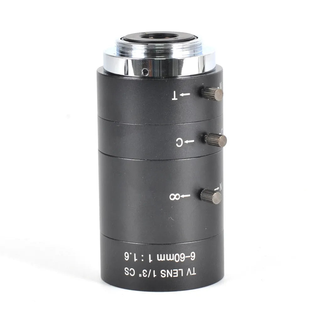 Black 6-60mm manual aperture CS mount camera lens for 1/3 inch security cameras