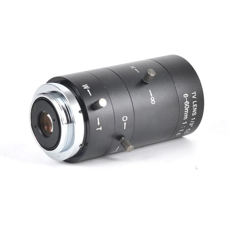6-60MM Manual Aperture CS Mount Camera Lens with F/1.6 Fixed Iris for 1/3 Inch Sensor Security and Monitoring Systems Offering 44° Wide Angle to 4.58° Telephoto Focal Range