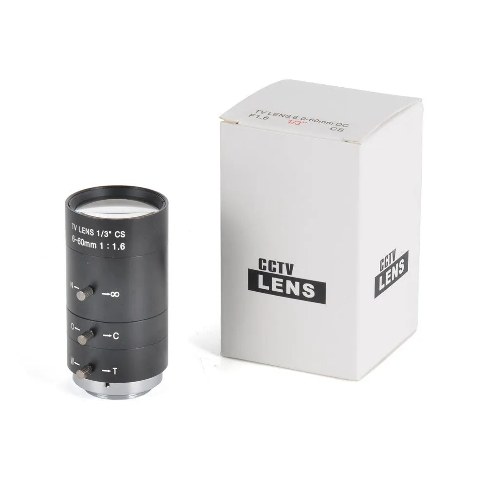 Black 6-60mm manual aperture CS mount camera lens for 1/3 inch security cameras