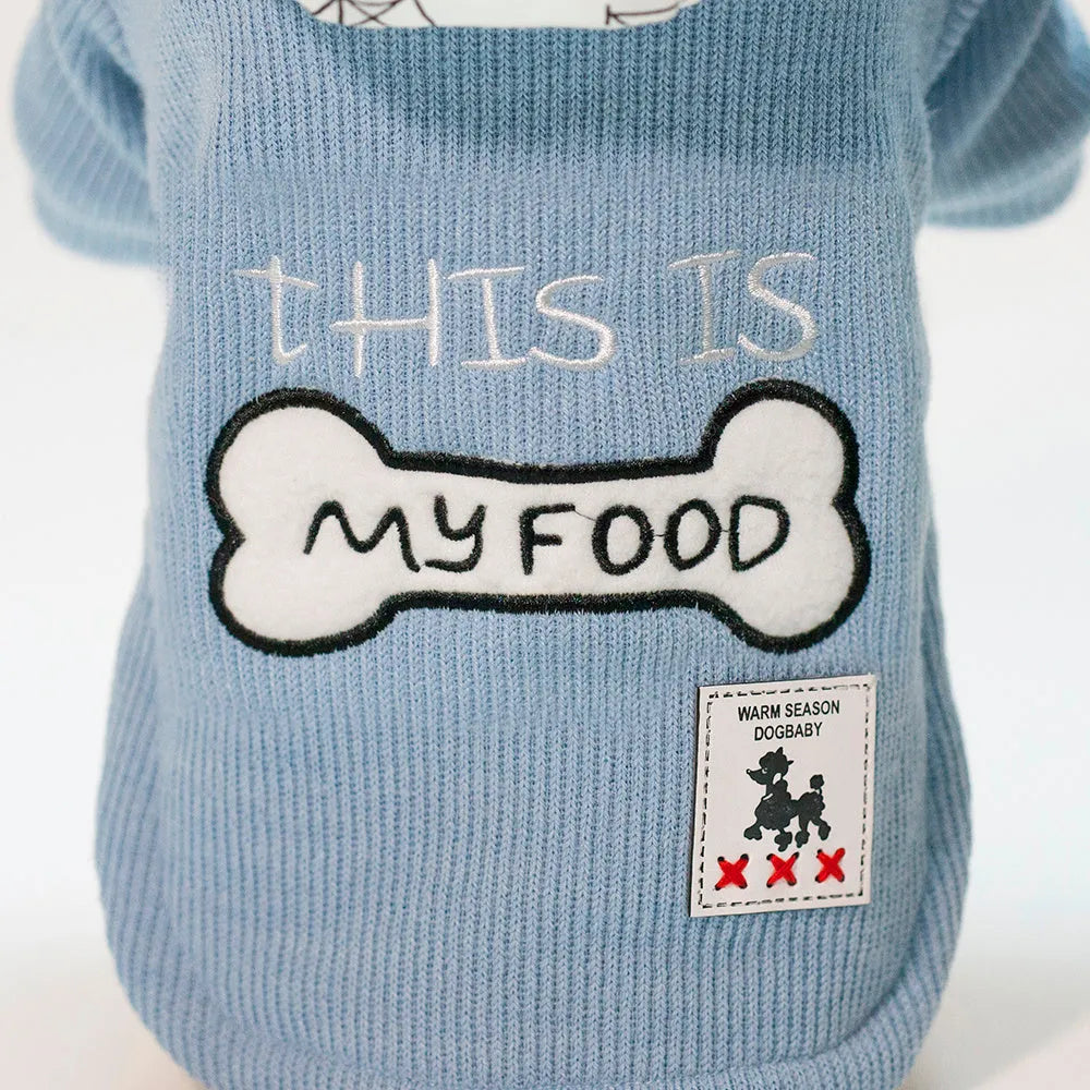 Thickened hooded padded pet coat in cotton, blue or wine red, sizes S to XXL, back length 20-40 cm.