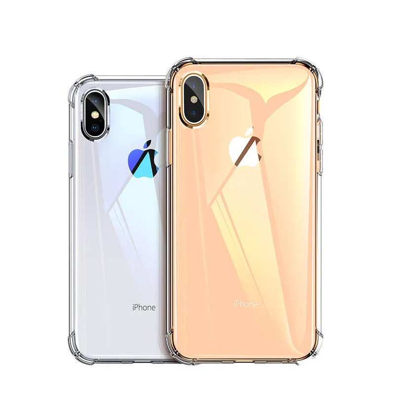 Transparent white silicone protective case for iPhone showing back and side coverage