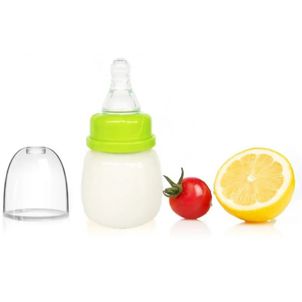 60ml infant feeding bottle with variable flow nipple in blue, green, or pink colour options