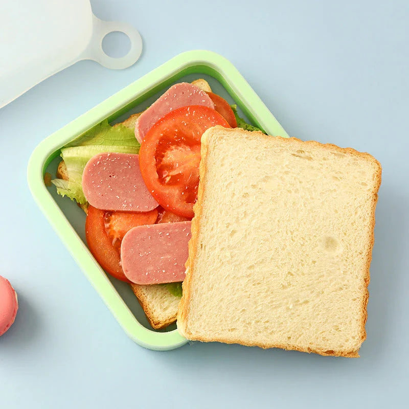 Silicone Sandwich Toast Box - Microwave and Fridge-Safe Portable Lunch Container