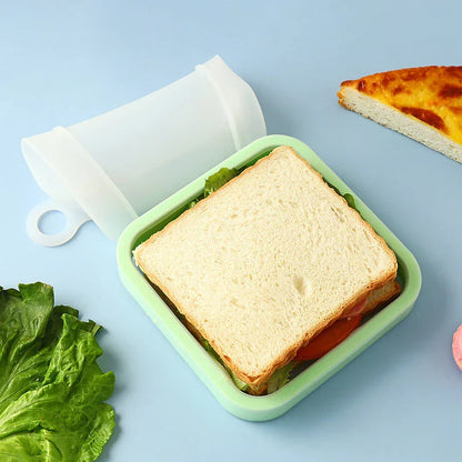 Silicone Sandwich Toast Box - Microwave and Fridge-Safe Portable Lunch Container