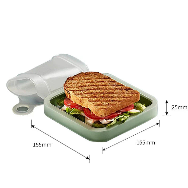 Silicone Sandwich Toast Box - Microwave and Fridge-Safe Portable Lunch Container